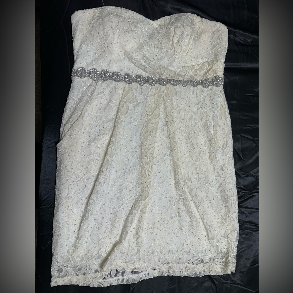 Ivory City Triangles strapless sequin waist short dress size 20
